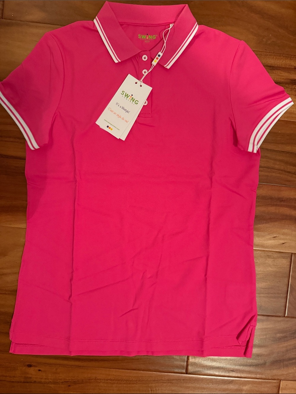 Swing women’s Pink Short Sleeve Polo with Contrast Trim